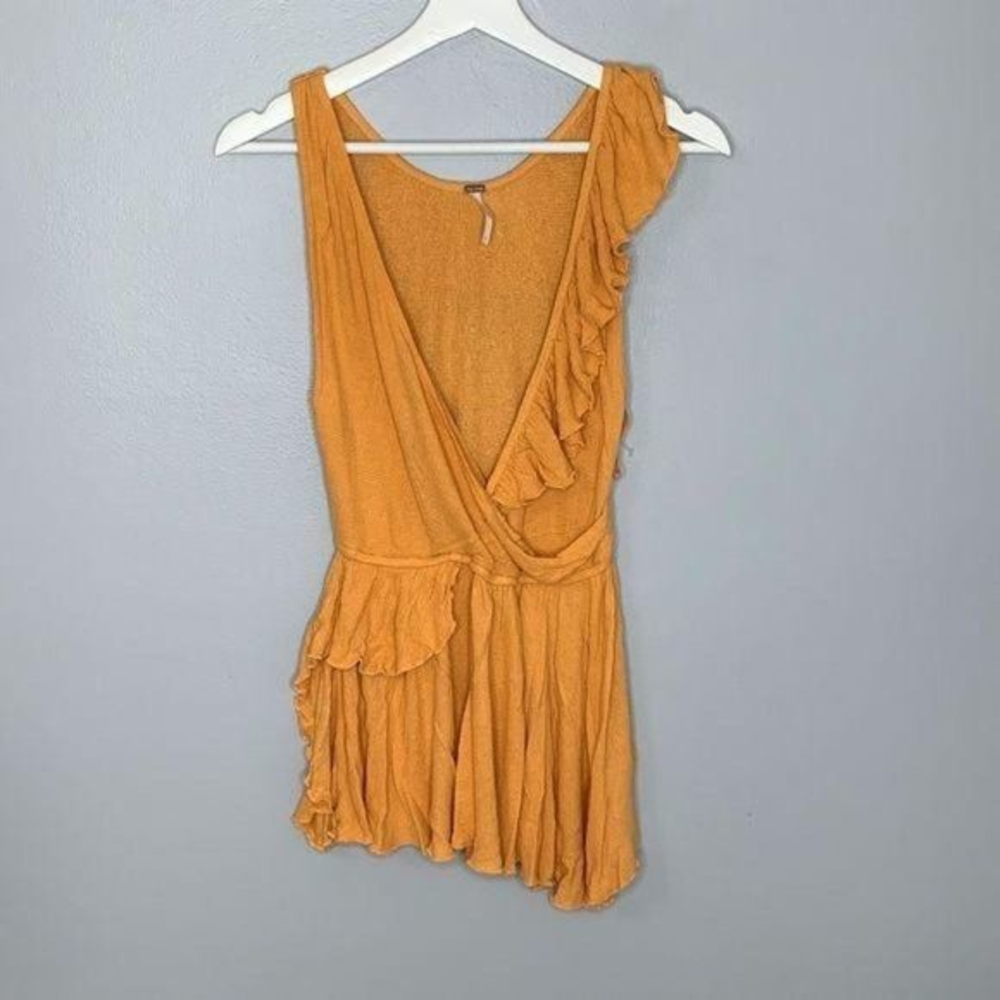 Free People Mustard Yellow Ruffle Tank